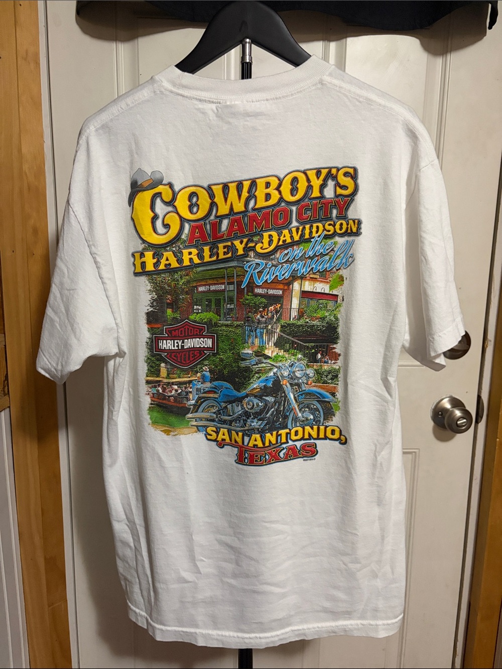 Harley Davidson White Tee Double Graphic San Antonio Texas